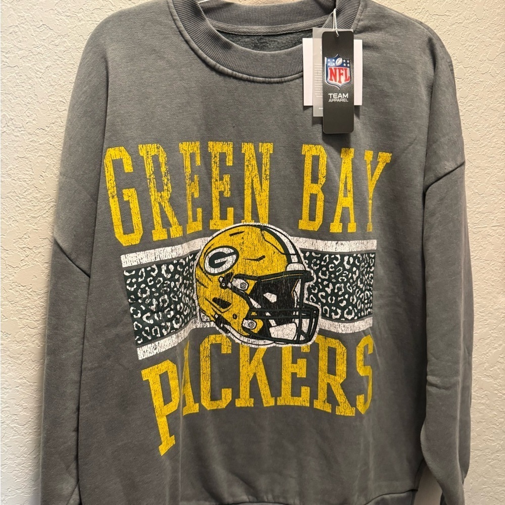 NFL Green Bay Packers Football Gray Sweater Size Large (Oversized)